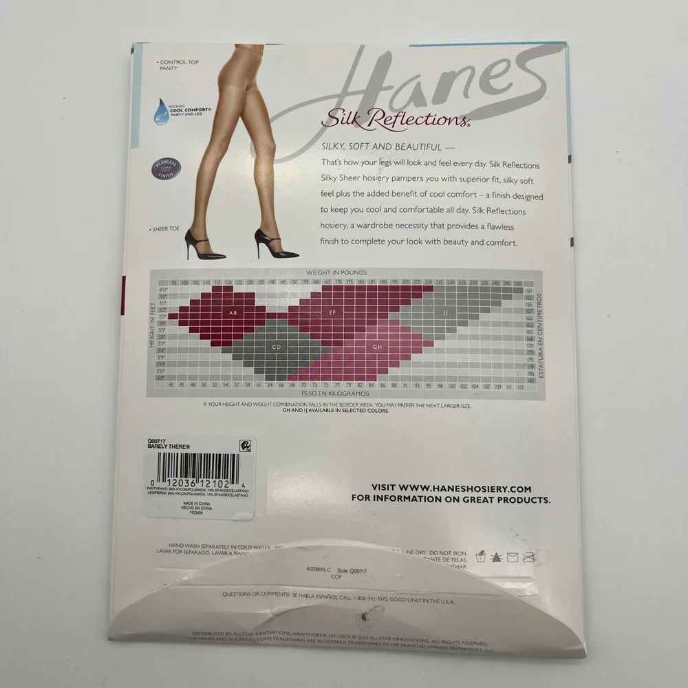 Hanes Pantyhose Womens AB Brown Barely There Silk Reflections Silky Sheer 2 Pack